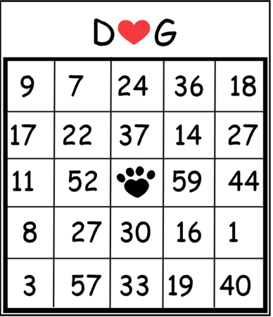 Dog Bingo Card free print out